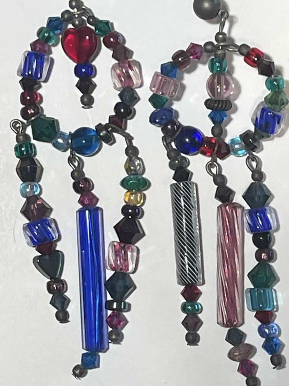 Vintage 90s Whimsigoth Glass Beaded Chandelier Earrings